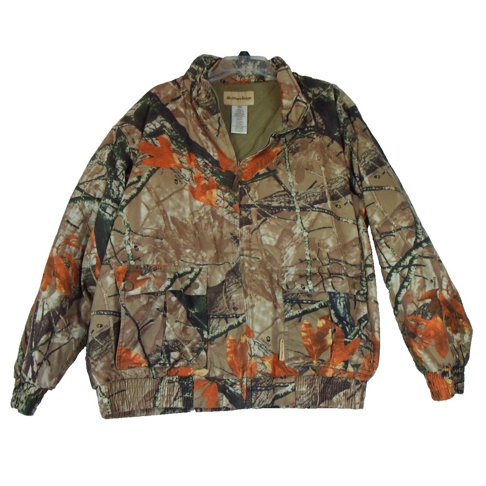 Vintage 90s Outfitters Ridge Fusion 3D Leaf Camo Bomber Jacket‎ Size L -no Hood
